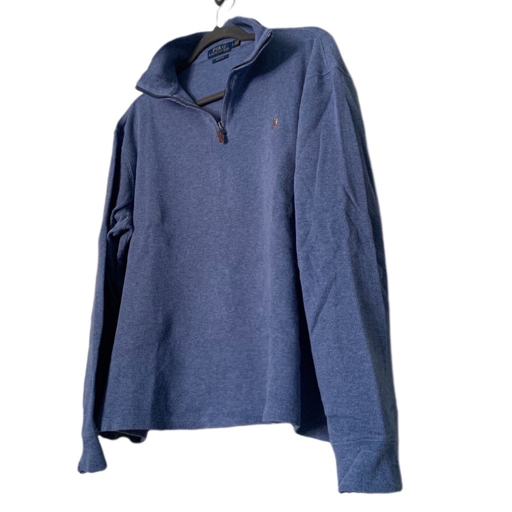 Polo pullover sweatshirt sweater blue zip up - Picture 2 of 11